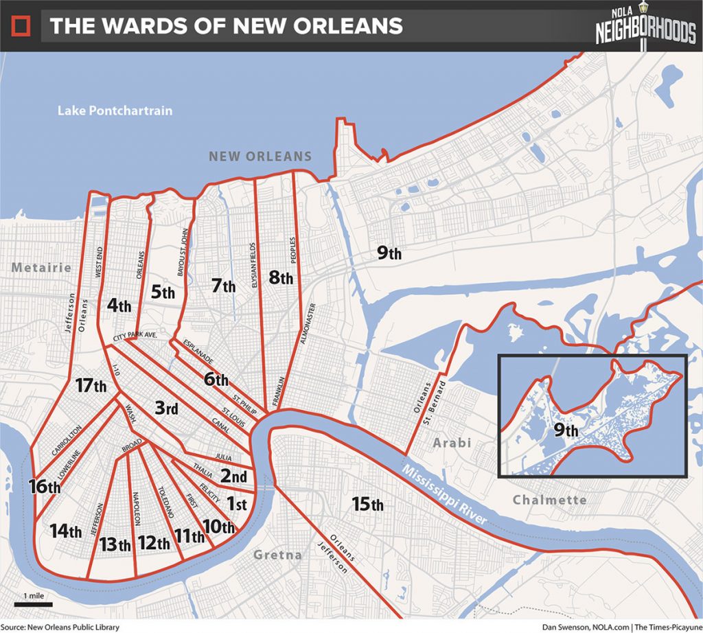 Map Of New Orleans Districts The Wards Of New Orleans |